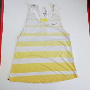 Nike active wear / athletic racer back tank top white yellow stripes women's M